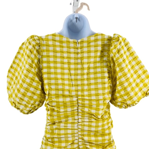 Petal & Pup NEW Tenice V Neck Gingham Puff Sleeve Mini Dress Green Size XS - Picture 9 of 11